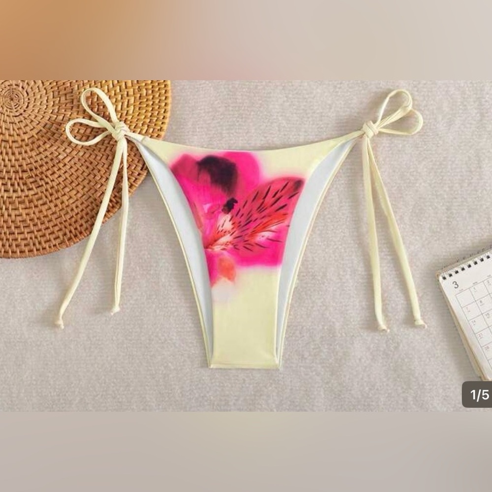 SHEIN Yellow and Pink Bikini Bottom